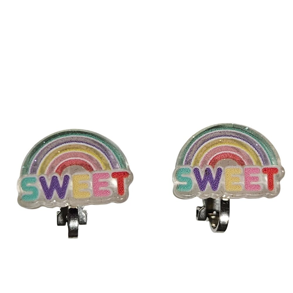 Sweet Rainbow Pride Clip-On Earrings Statement Fashion Costume Jewelry Women